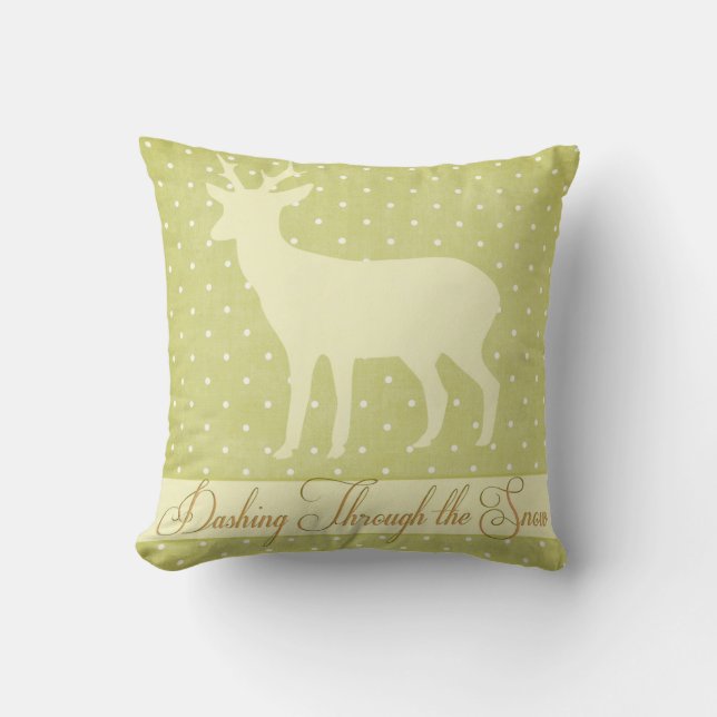 Dashing Deer Pillow - Lime Green Polka Dots d1 Kussen (Voorkant)