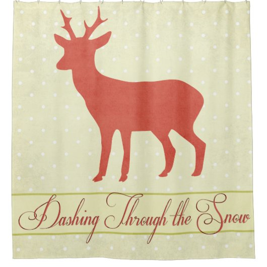 Dashing Deer Shower Curtain - Cream Polka Dot Douchegordijn (Voorkant)