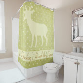 Dashing Deer Shower Curtain - Lime Green Polka Dot Douchegordijn (In situ)