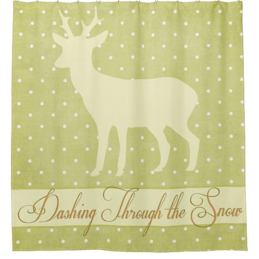 Dashing Deer Shower Curtain - Lime Green Polka Dot Douchegordijn (Voorkant)