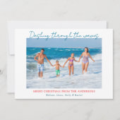 Dashing door de golven van de kerstkust feestdagenkaart (Voorkant)