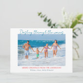 Dashing door de golven van de kerstkust feestdagenkaart (Staand voorkant)