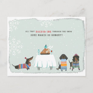 Dashing door de sneeuw Cute Dachshund Briefkaart