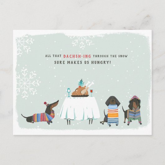 Dashing door de sneeuw | Cute Dachshund  Briefkaart (Voorkant)