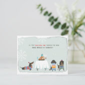 Dashing door de sneeuw | Cute Dachshund  Briefkaart (Staand voorkant)