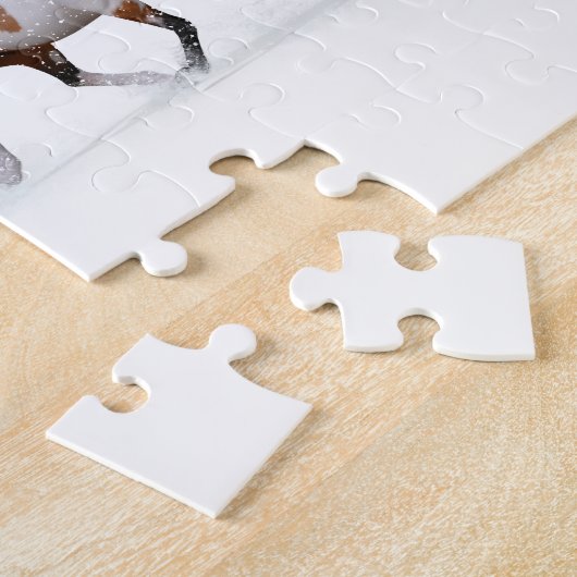 Dashing door de sneeuw - drie paarden legpuzzel (Zijkant)