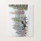 Dashing door de sneeuw - drie paarden legpuzzel (Verticaal)