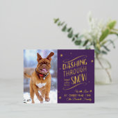 Dashing door de sneeuw | Kerstfoto echt Folie Feestdagen Briefkaart (Staand Voorkant)