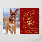 Dashing door de sneeuw | Kerstfoto echt Folie Feestdagenkaart (Voorkant)
