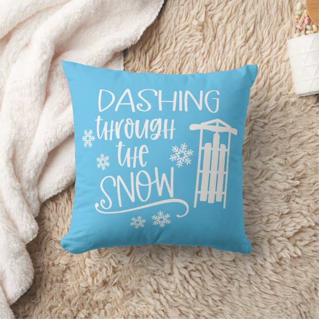 Dashing door de sneeuw met geleide en sneeuwvlokke kussen (Deken)