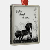 Dashing door de sneeuw, paard, bergen vakantie metalen ornament (Rechts)