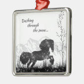 Dashing door de sneeuw, paard, bergen vakantie metalen ornament (Links)