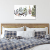 Dashing door de sneeuw - Rendende paarden Canvas Afdruk (Insitu (Slaapkamer))