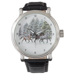 Dashing door de sneeuw - Running Horses Watch Horloge