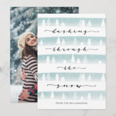 Dashing door de sneeuwboomstammen van de Waterverf Feestdagenkaart (Voorkant / Achterkant)