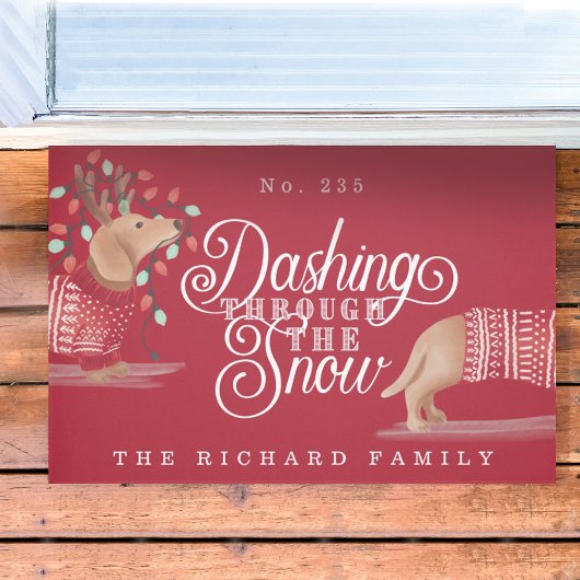 Dashing door de sneeuwdog deurmat