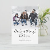 Dashing door de sneeuwfotokerstKaart Kaart (Staand voorkant)