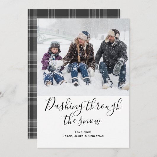 Dashing door de sneeuwfotokerstKaart Kaart (Voorkant / Achterkant)