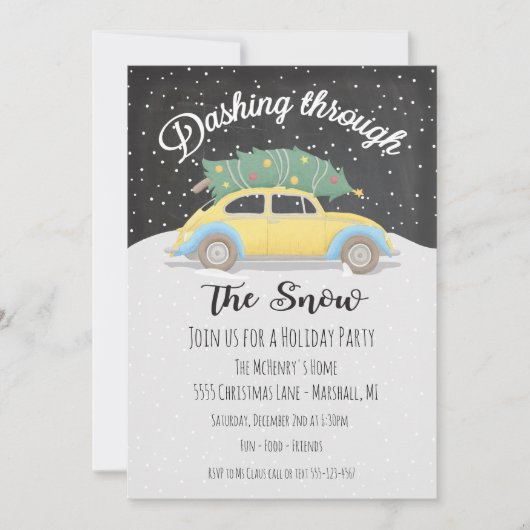 Dashing door de Sneeuwkerstfeestdag Kaart (Voorkant)