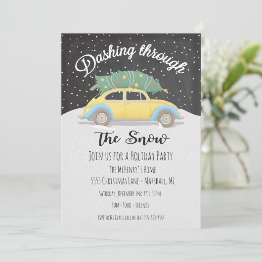 Dashing door de Sneeuwkerstfeestdag Kaart (Staand voorkant)