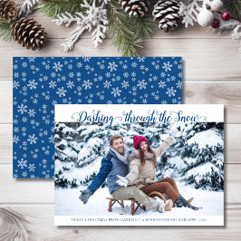 Dashing door de sneeuwkerstfotokaart