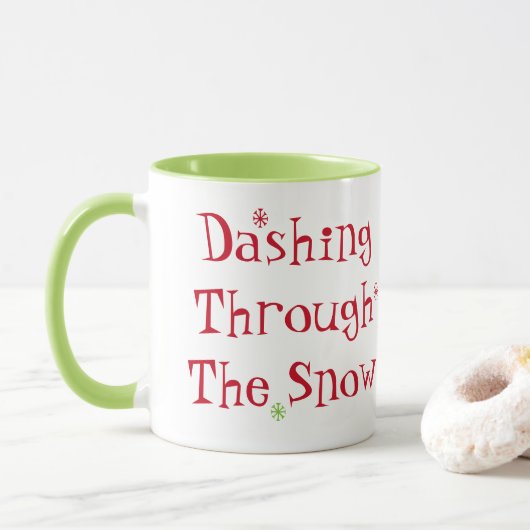 Dashing door de sneeuwMok Mok (Met donut)