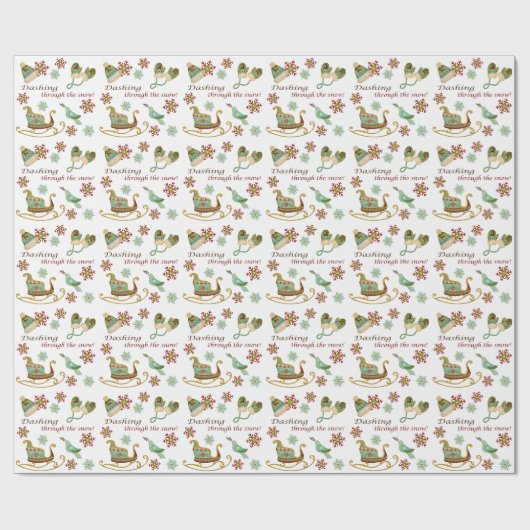 Dashing door de sneeuwretrokerst cadeaupapier (Vlak)