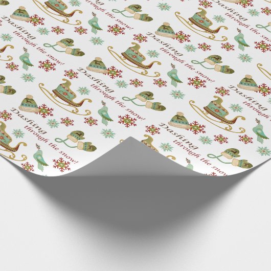 Dashing door de sneeuwretrokerst cadeaupapier (Hoek)