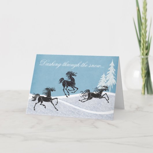 Dashing door de Snow Horse Holiday Kaart (Voorkant)
