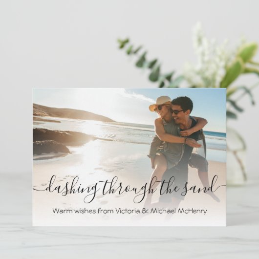 Dashing door de Zand Tropical Holiday Card Kaart (Staand voorkant)