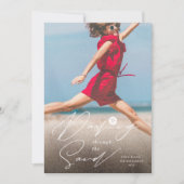 Dashing door de zandstrand kust foto feestdagenkaart (Voorkant)