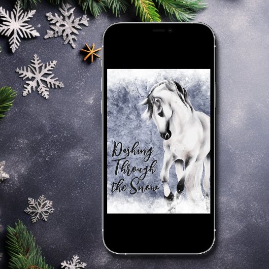 Dashing door het schitterende Sneeuwpaard Kerstmis Feestdagen Kaart