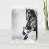 Dashing door het schitterende Sneeuwpaard Kerstmis Feestdagen Kaart (Achterkant)