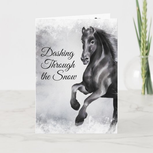 Dashing door het schitterende Sneeuwpaard Kerstmis Feestdagen Kaart (Voorkant)