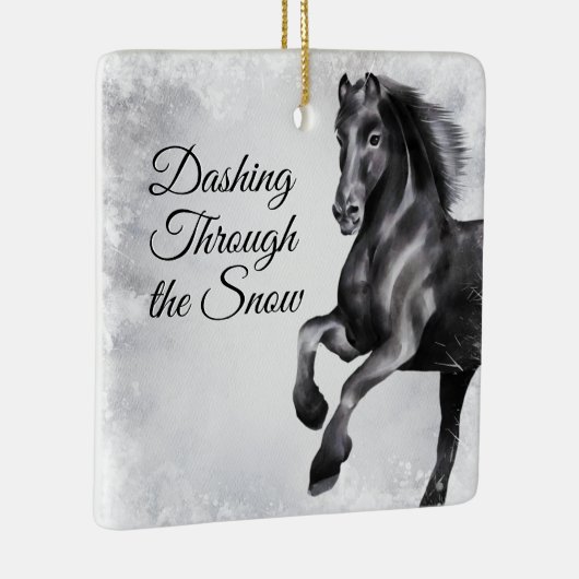 Dashing door het schitterende Sneeuwpaard Kerstmis Keramisch Ornament (Rechts)