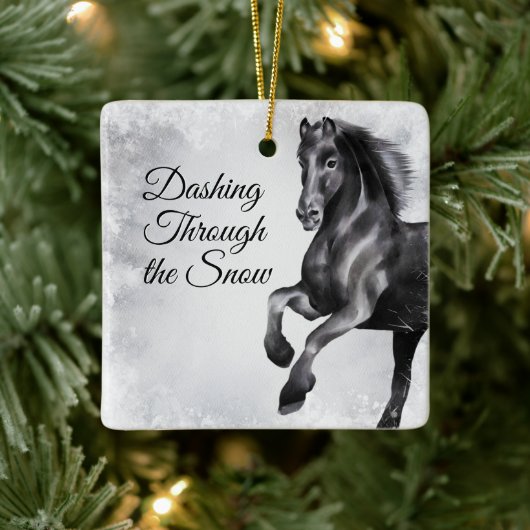 Dashing door het schitterende Sneeuwpaard Kerstmis Keramisch Ornament (Boom)