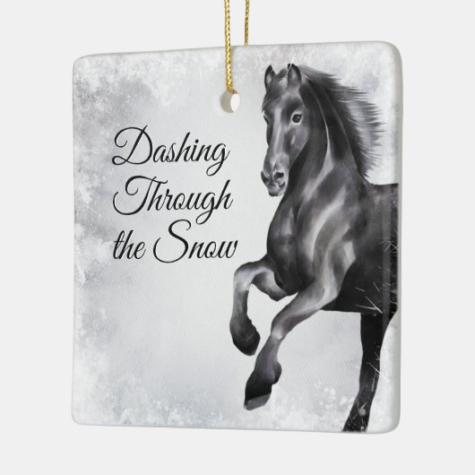 Dashing door het schitterende Sneeuwpaard Kerstmis Keramisch Ornament (Links)