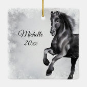 Dashing door het schitterende Sneeuwpaard Kerstmis Keramisch Ornament (Achterkant)