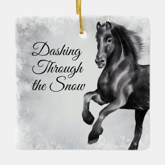Dashing door het schitterende Sneeuwpaard Kerstmis Keramisch Ornament (Voorkant)
