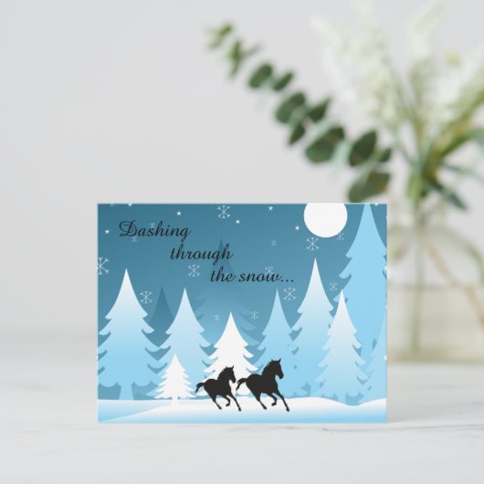 Dashing door het sneeuwpaard Kerstmis Feestdagenkaart (Staand voorkant)