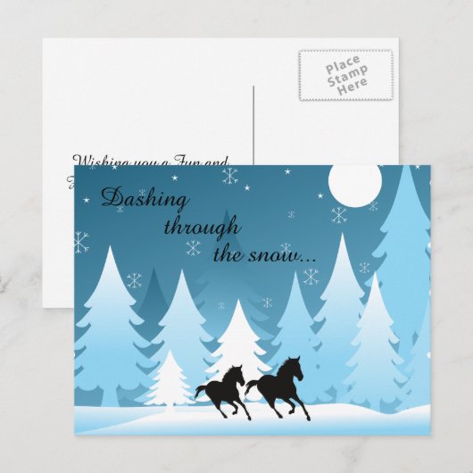 Dashing door het sneeuwpaard Kerstmis Feestdagenkaart (Voorkant / Achterkant)