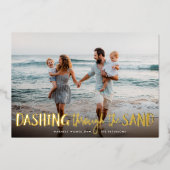 Dashing door het zand | Beach foto Folie Feestdagenkaart (Voorkant)
