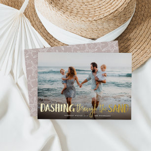Dashing door het zand Beach foto Folie Feestdagenkaart