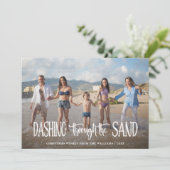 Dashing door het zand | Kerstfoto Feestdagenkaart (Staand voorkant)