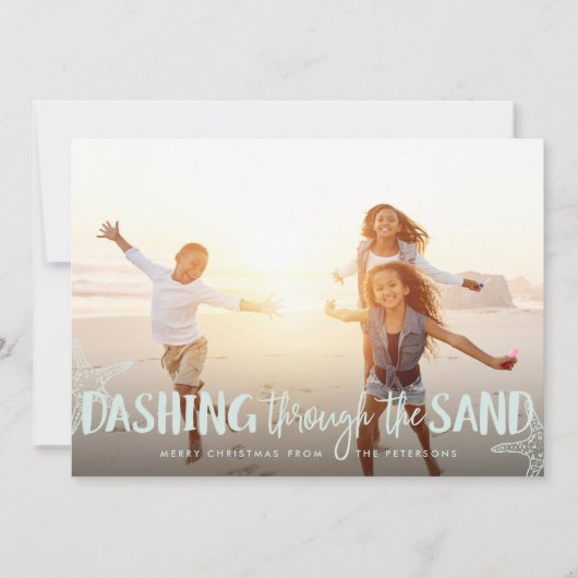Dashing door het zand | Kerstmis Feestdagenkaart (Voorkant)