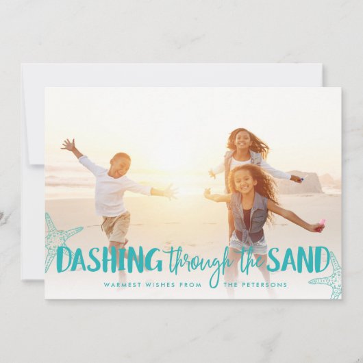 Dashing door het zand | Vakantieknopkaart Feestdagenkaart (Voorkant)