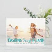 Dashing door het zand | Vakantieknopkaart Feestdagenkaart (Staand voorkant)