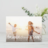 Dashing door het zand | Vakantieknopkaart Feestdagenkaart (Staand voorkant)