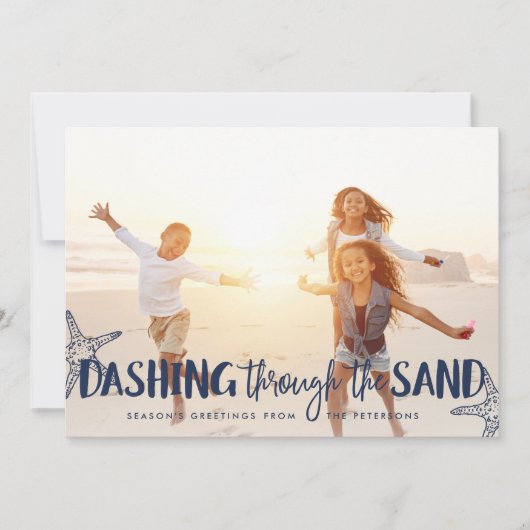 Dashing door het zand | Vakantieknopkaart Feestdagenkaart (Voorkant)