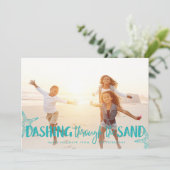 Dashing door het zand | Vakantieknopkaart Feestdagenkaart (Staand voorkant)
